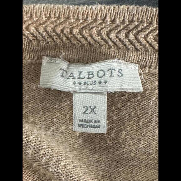 Talbots Plus lightweight tan cotton-blend V-neck sweater Size 2X - Picture 5 of 5